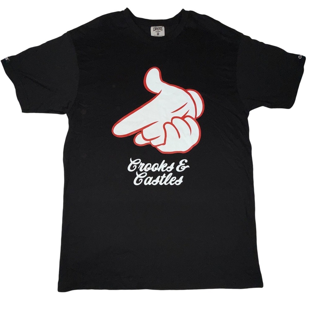 Crooks & Castles Hand Graphic T-Shirt Mens Medium Black NWT 100% Cotton